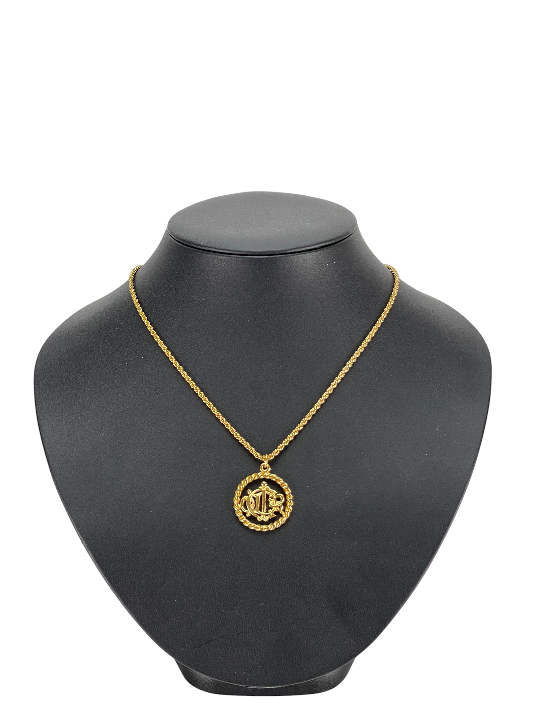 CHRISTIAN DIOR - Gold Circle logo Necklace 
