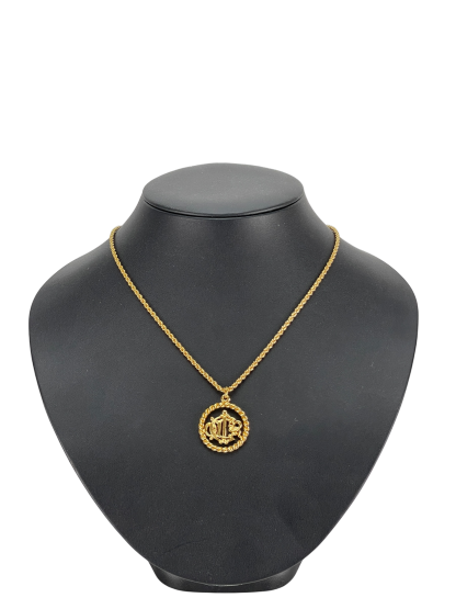 CHRISTIAN DIOR - Gold Circle logo Necklace 