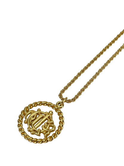 CHRISTIAN DIOR - Gold Circle logo Necklace 