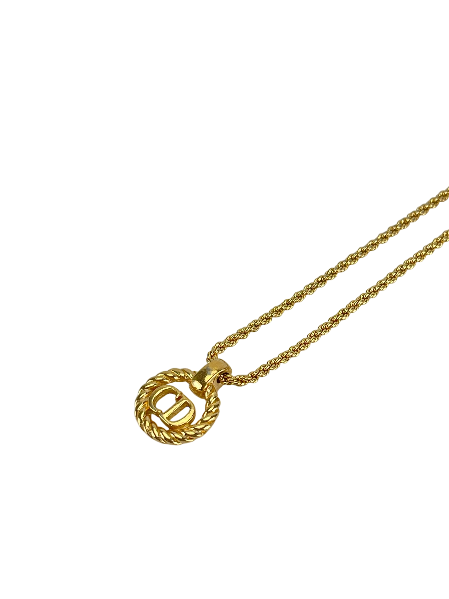 CHRISTIAN DIOR - Gold Circle logo Necklace