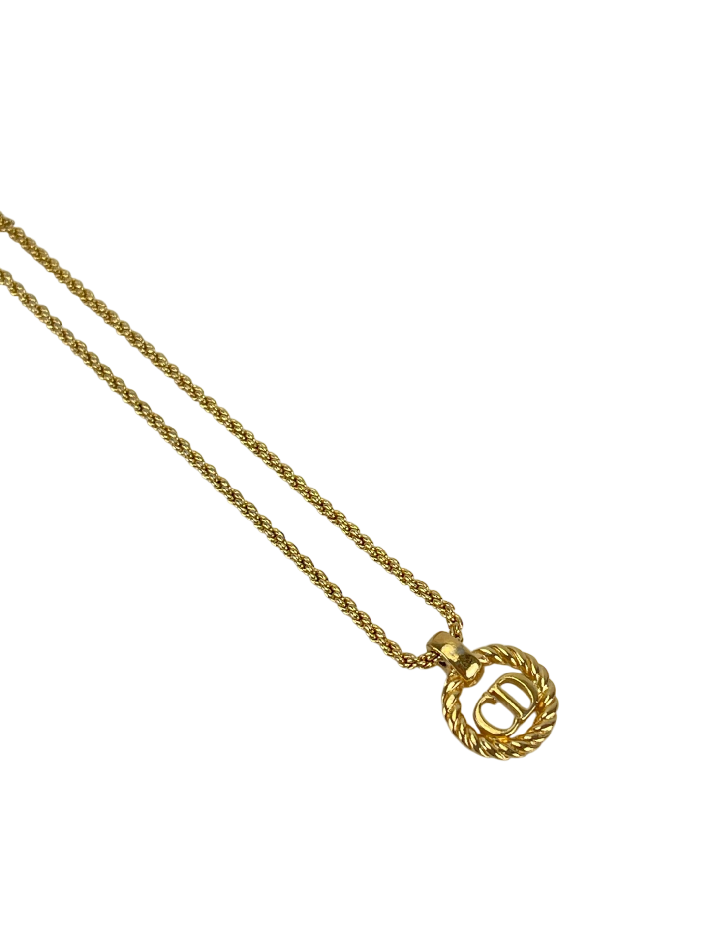 CHRISTIAN DIOR - Gold Circle logo Necklace