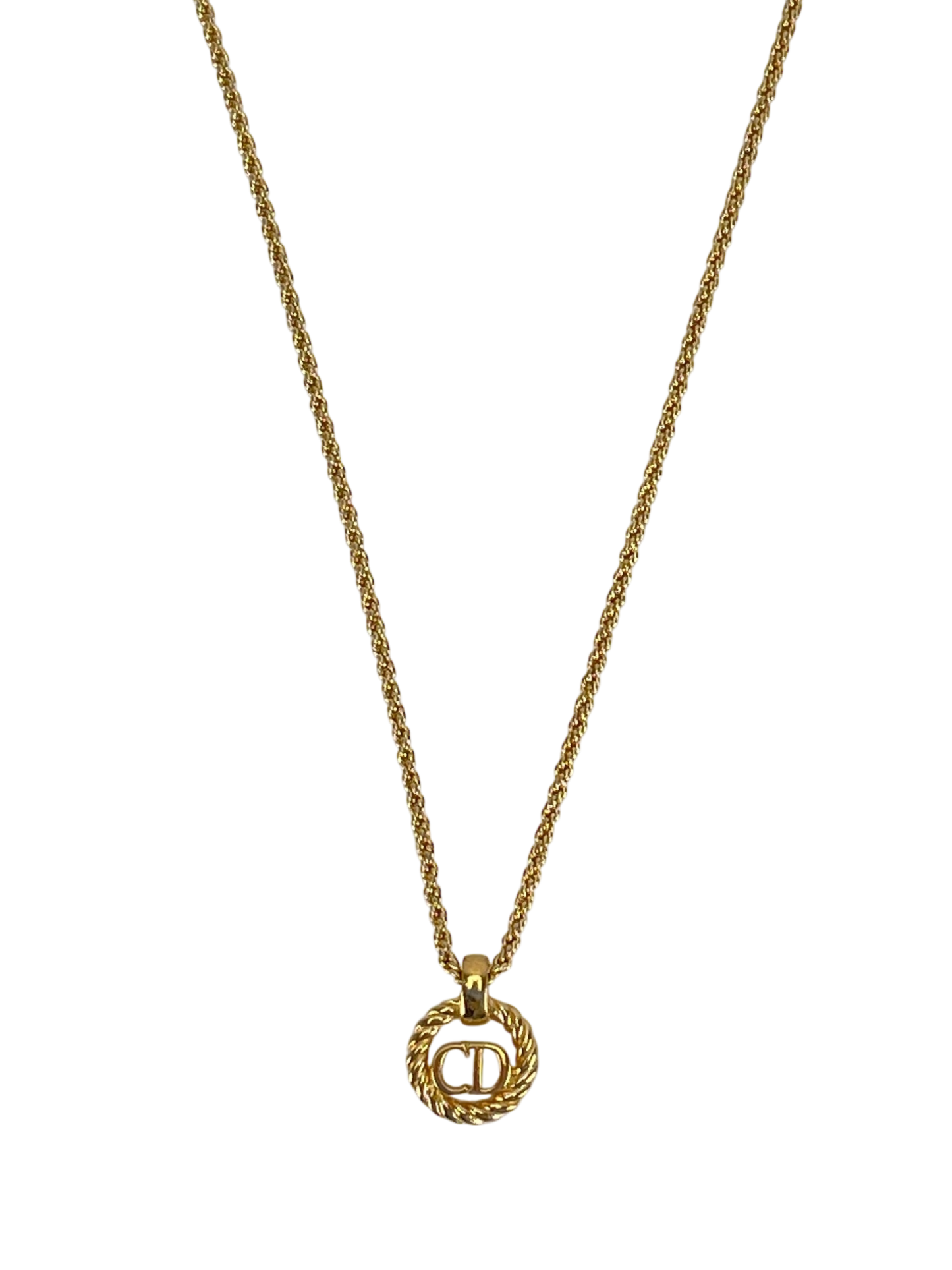 CHRISTIAN DIOR - Gold Circle logo Necklace