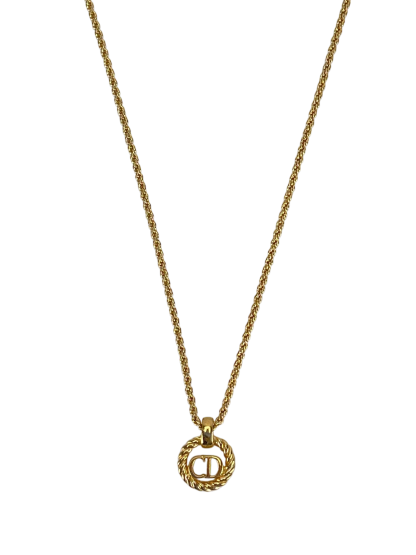 CHRISTIAN DIOR - Gold Circle logo Necklace 