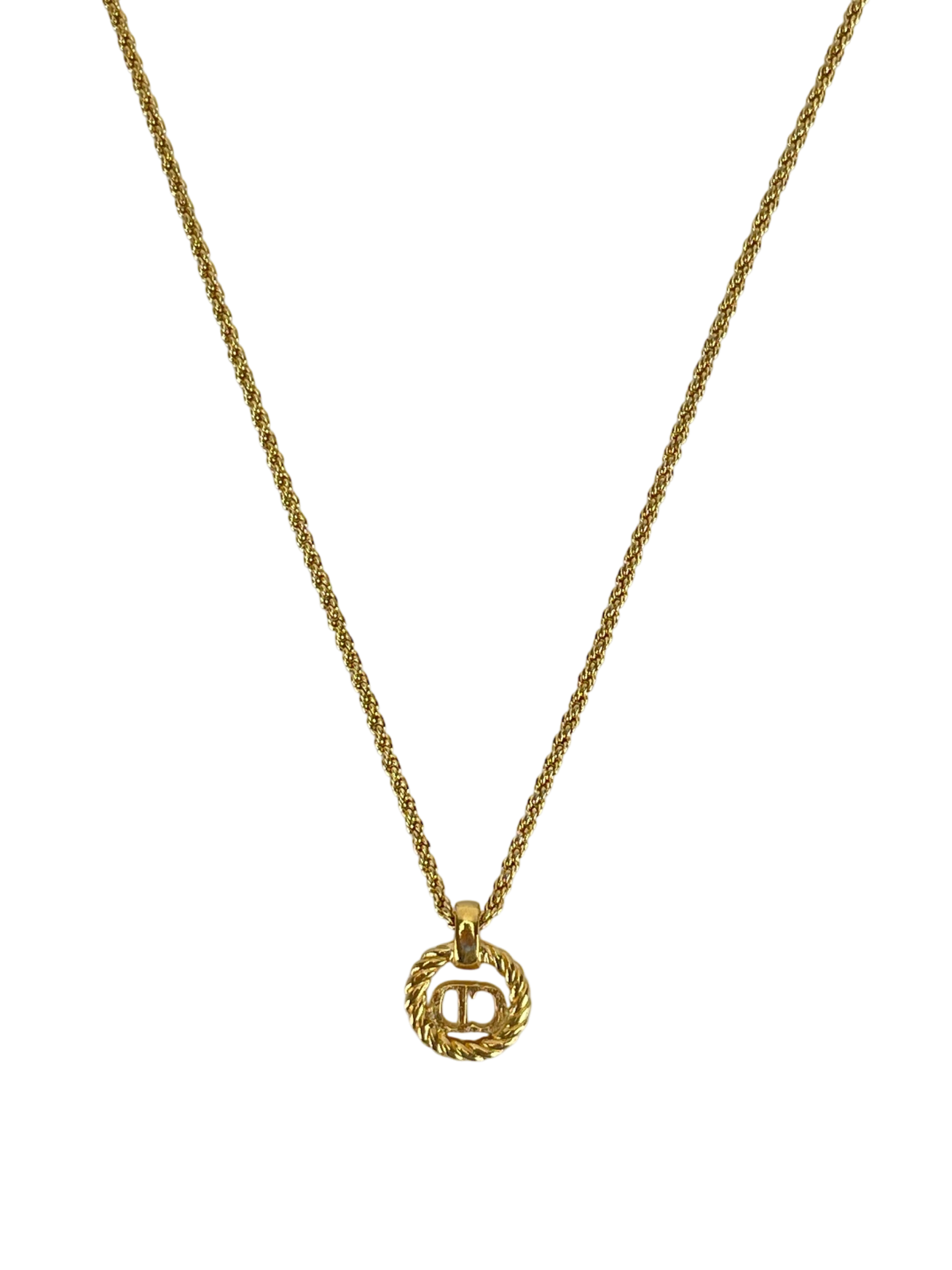 CHRISTIAN DIOR - Gold Circle logo Necklace