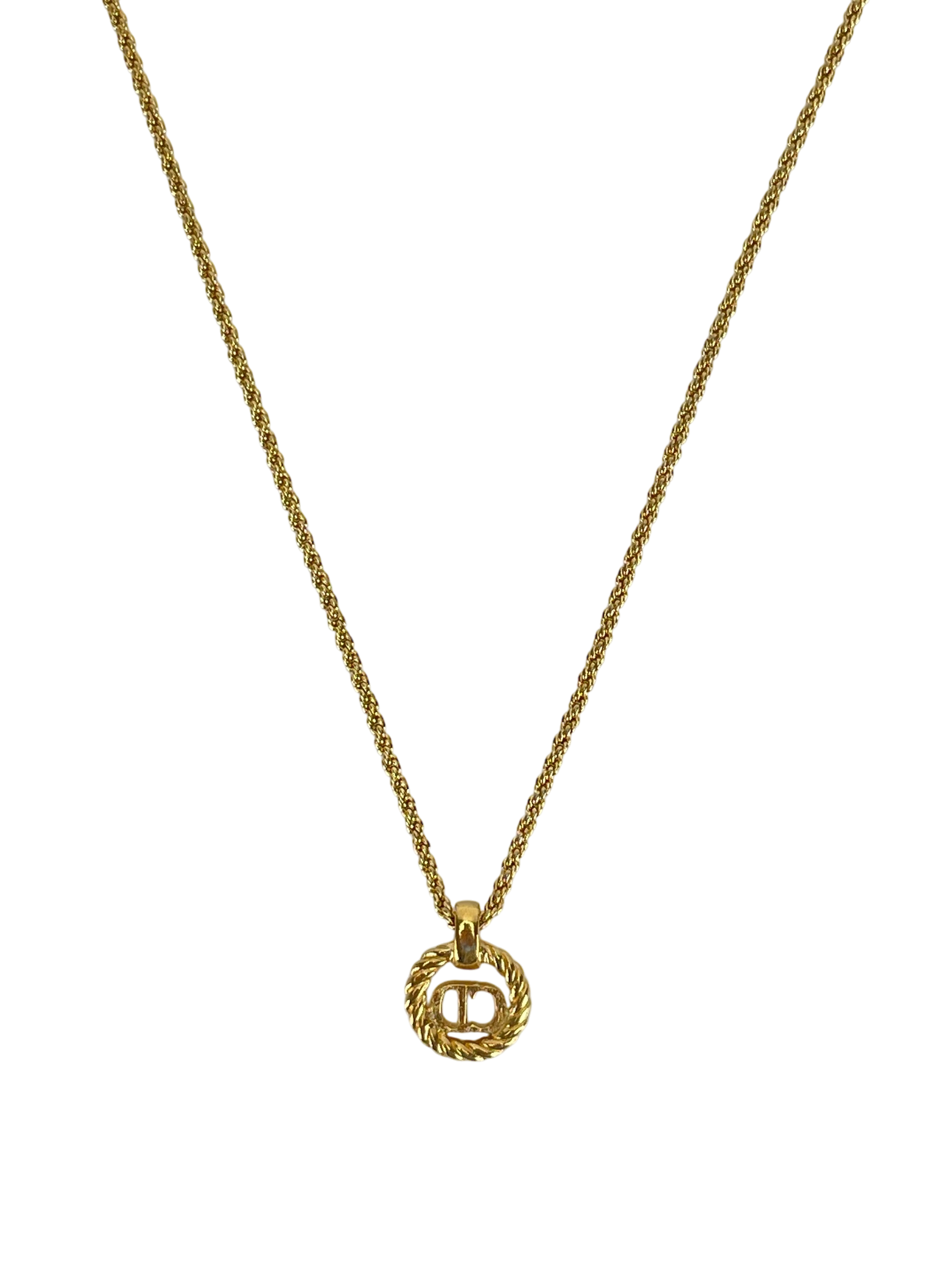 CHRISTIAN DIOR - Gold Circle logo Necklace