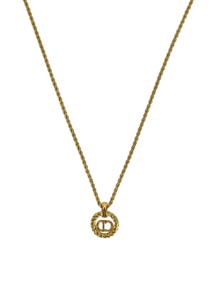 CHRISTIAN DIOR - Gold Circle logo Necklace 
