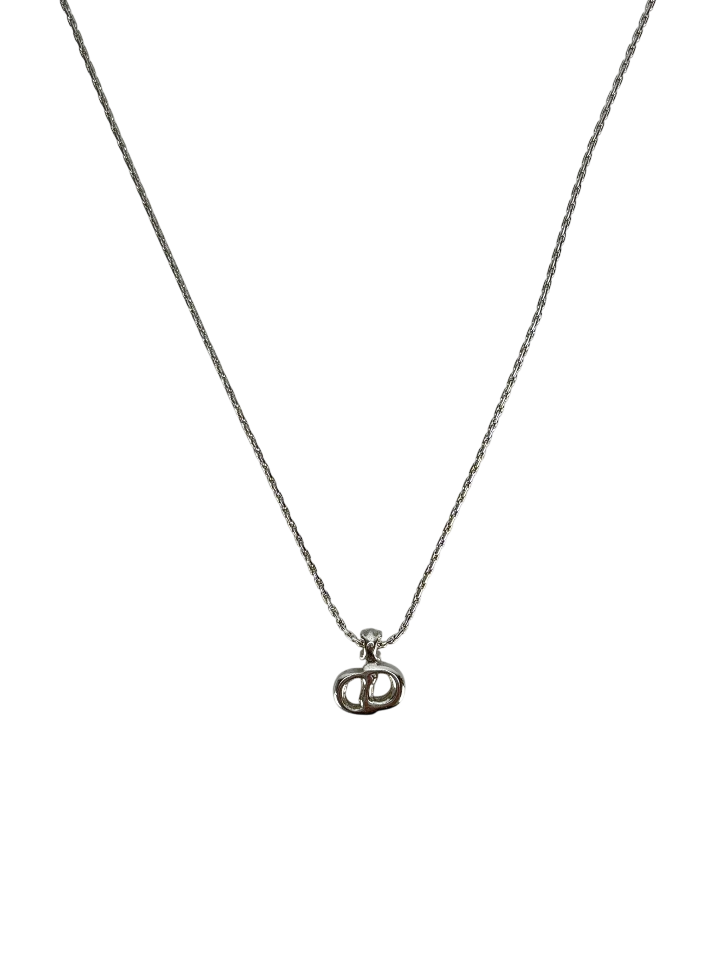 CHRISTIAN DIOR - Silver CD logo Necklace