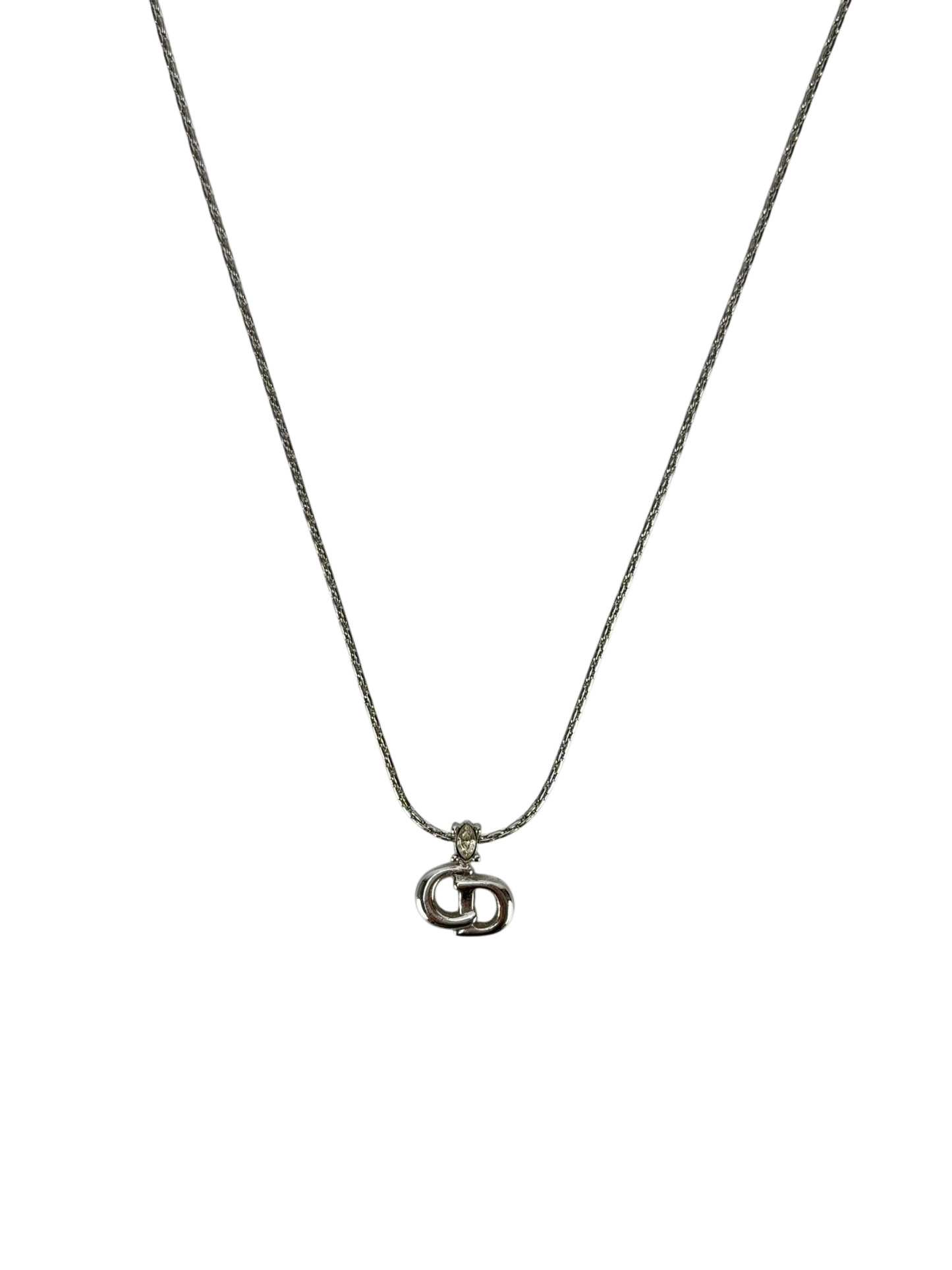 CHRISTIAN DIOR - Silver CD logo Necklace