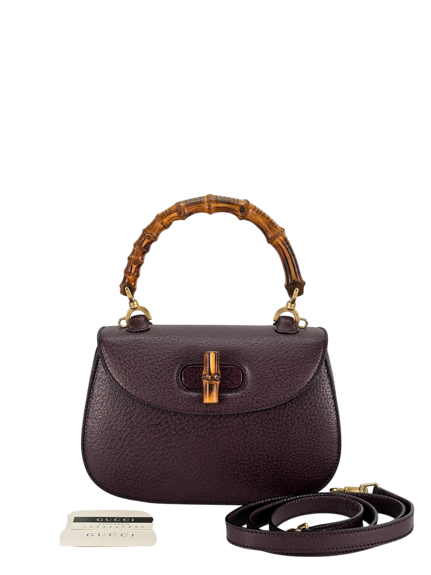 GUCCI - Purple Lambskin Bamboo Hand Bag