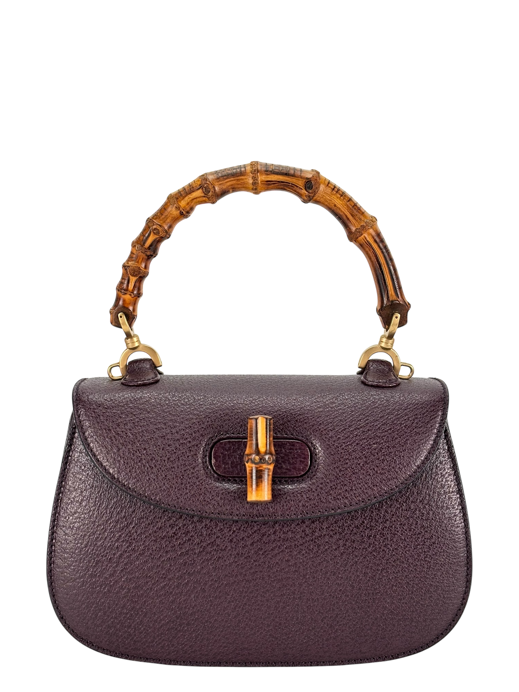 GUCCI - Purple Lambskin Bamboo Hand Bag