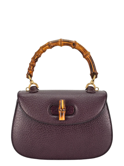 GUCCI - Purple Lambskin Bamboo Hand Bag