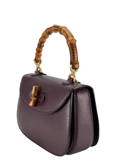 GUCCI - Purple Lambskin Bamboo Hand Bag