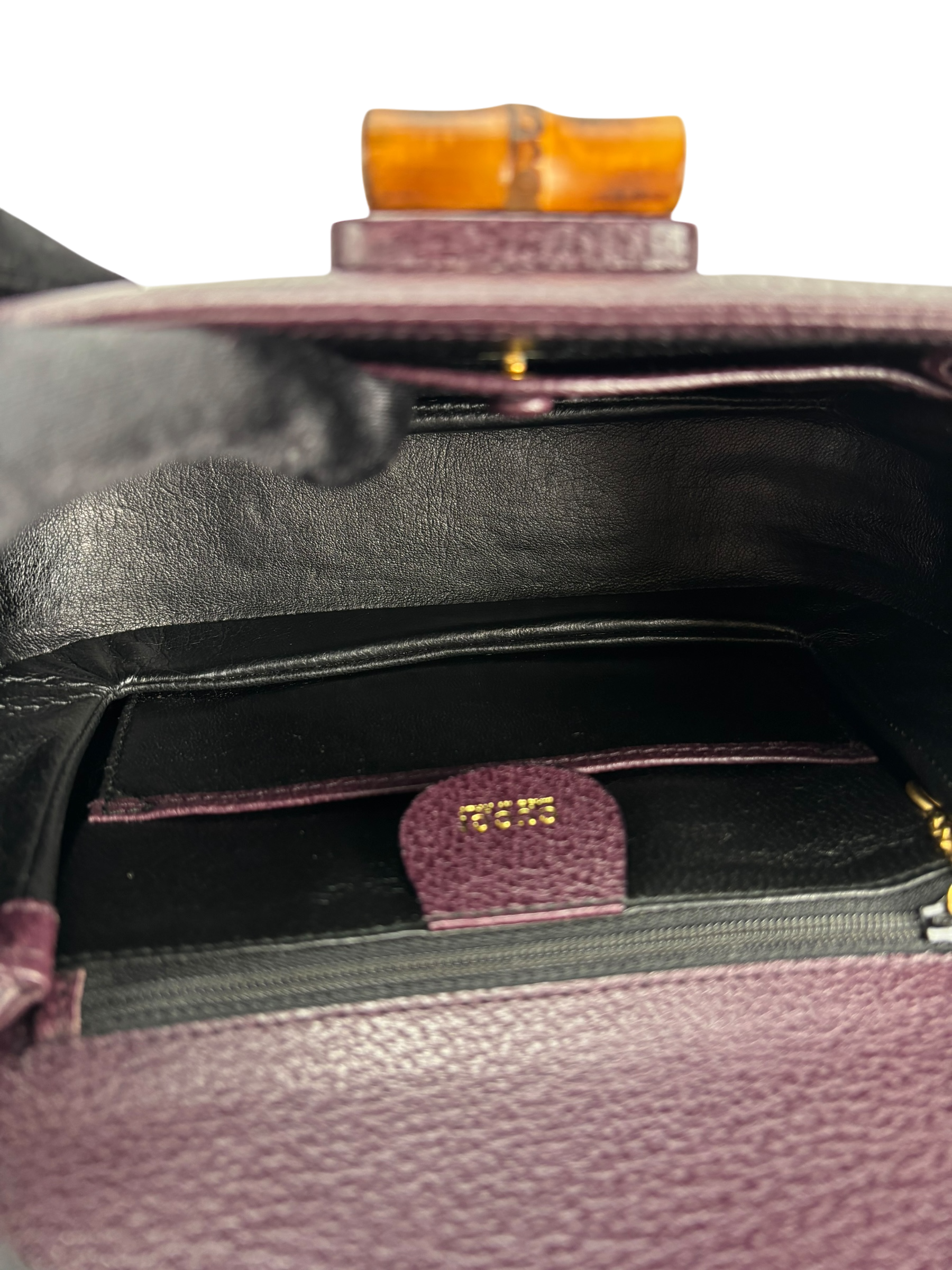 GUCCI - Purple Lambskin Bamboo Hand Bag