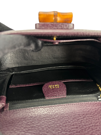 GUCCI - Purple Lambskin Bamboo Hand Bag