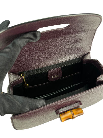 GUCCI - Purple Lambskin Bamboo Hand Bag