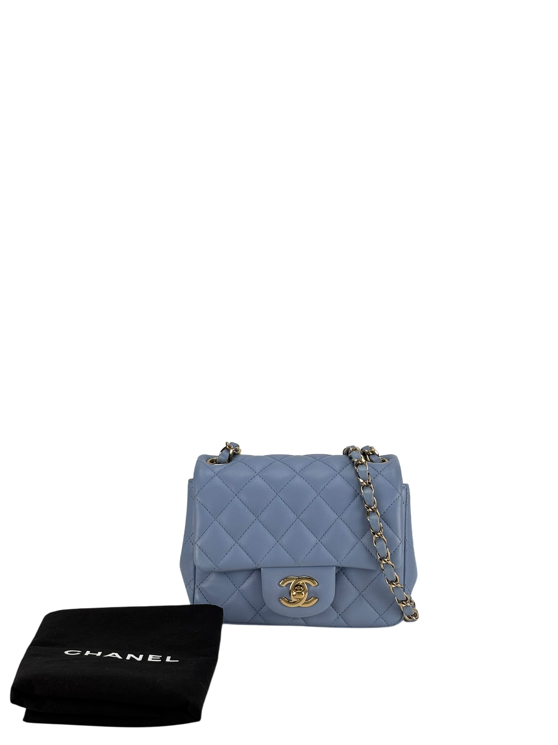 CHANEL - Blue Lambskin Classique Leather Crossbody Bag
