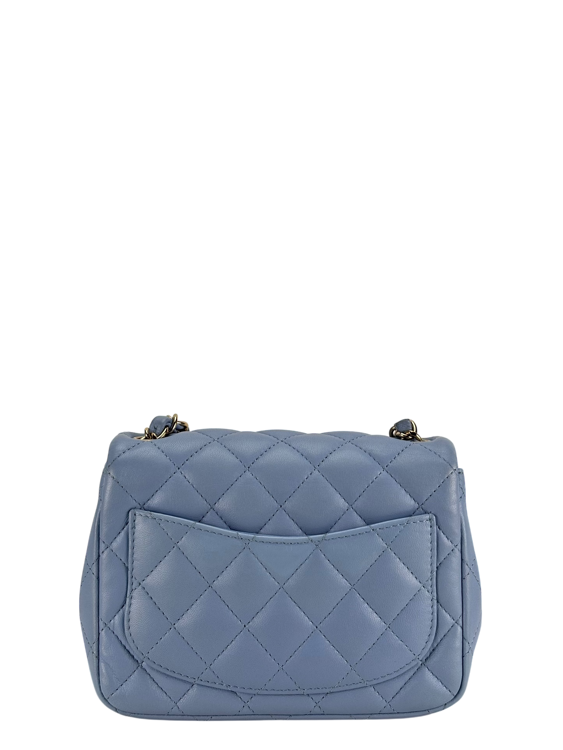 CHANEL - Blue Lambskin Classique Leather Crossbody Bag
