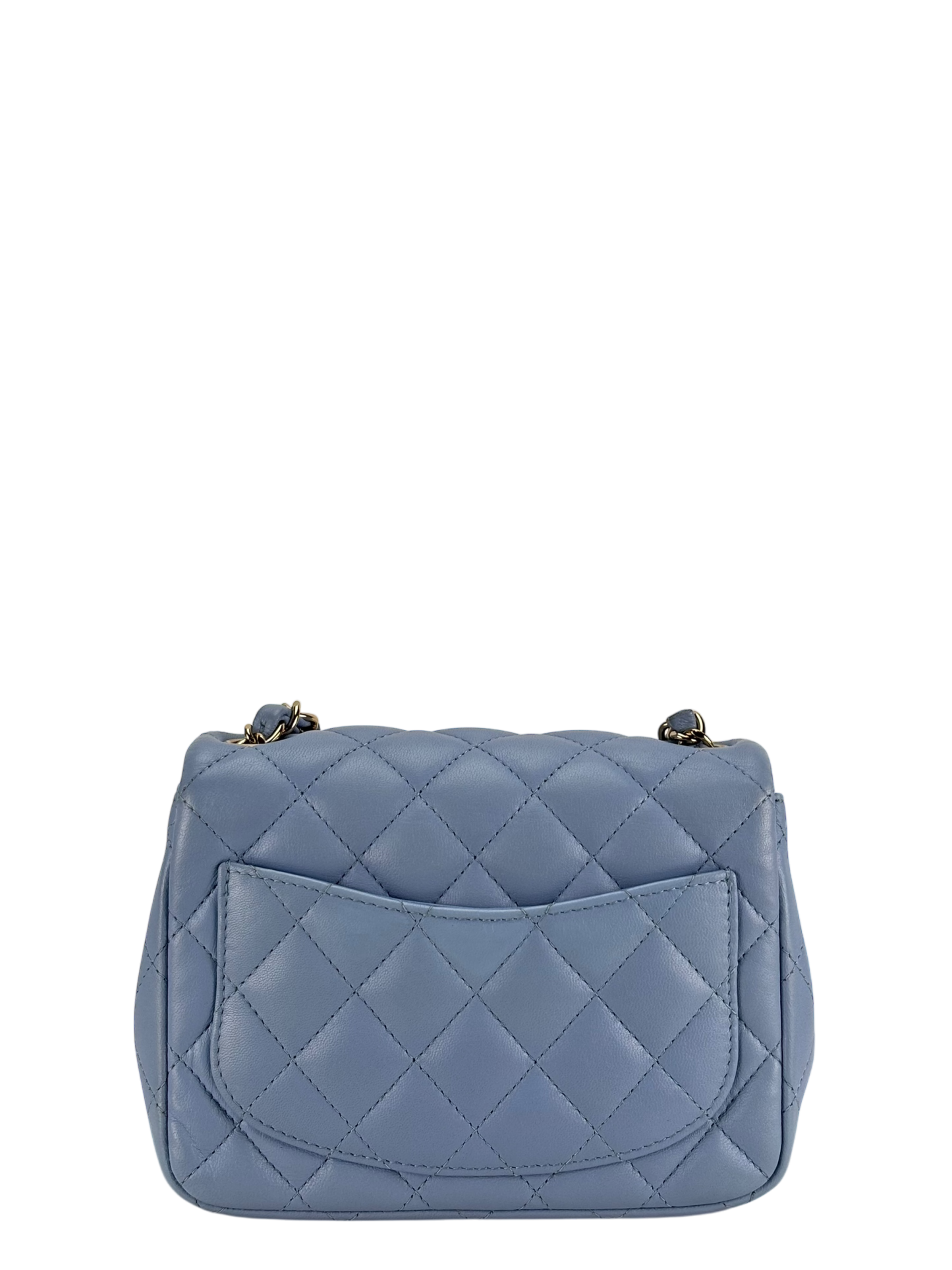 CHANEL - Blue Lambskin Classique Leather Crossbody Bag