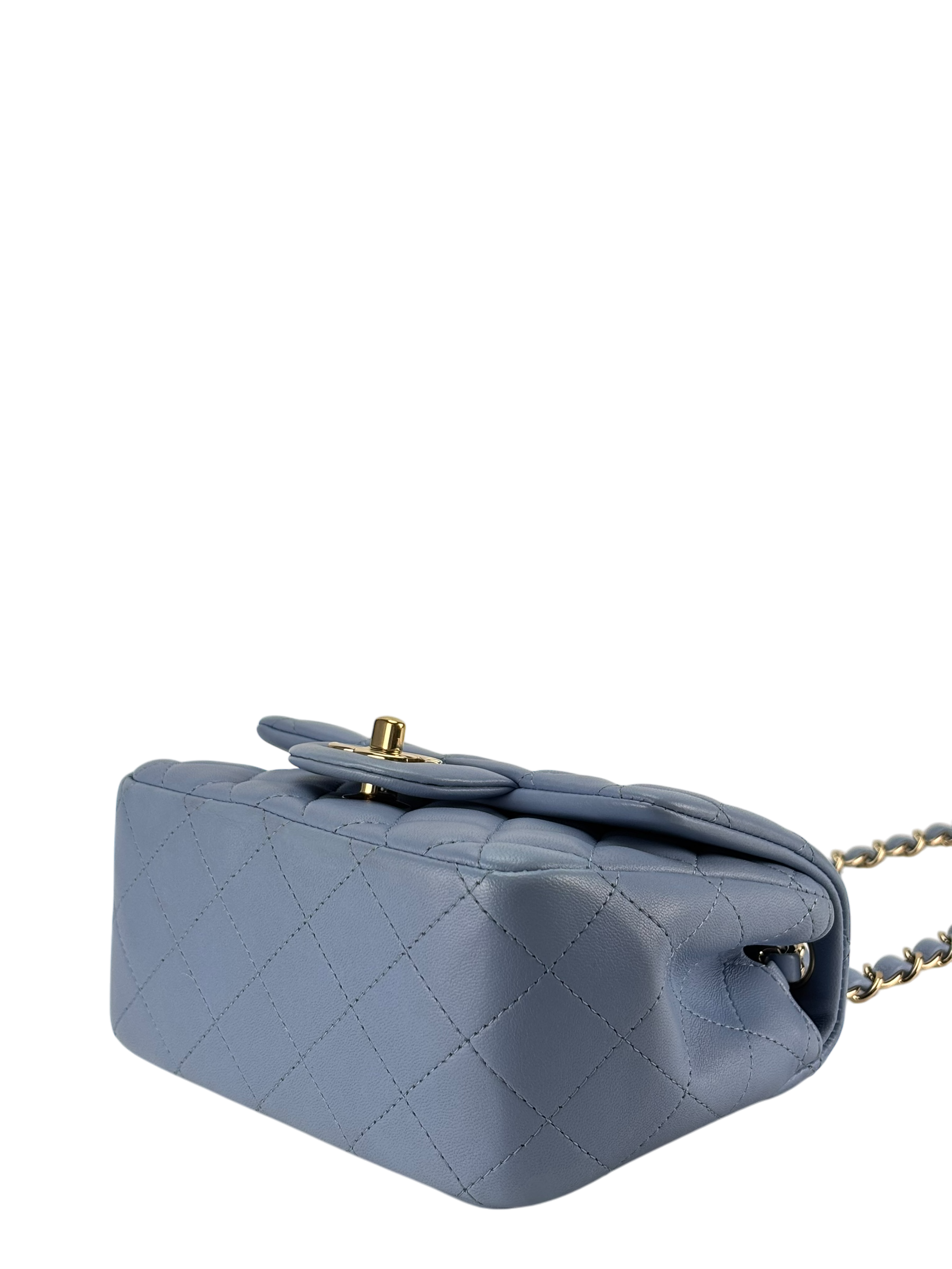 CHANEL - Blue Lambskin Classique Leather Crossbody Bag