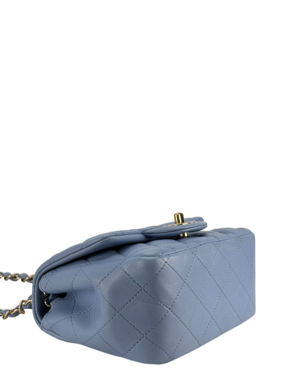 CHANEL - Blue Lambskin Classique Leather Crossbody Bag