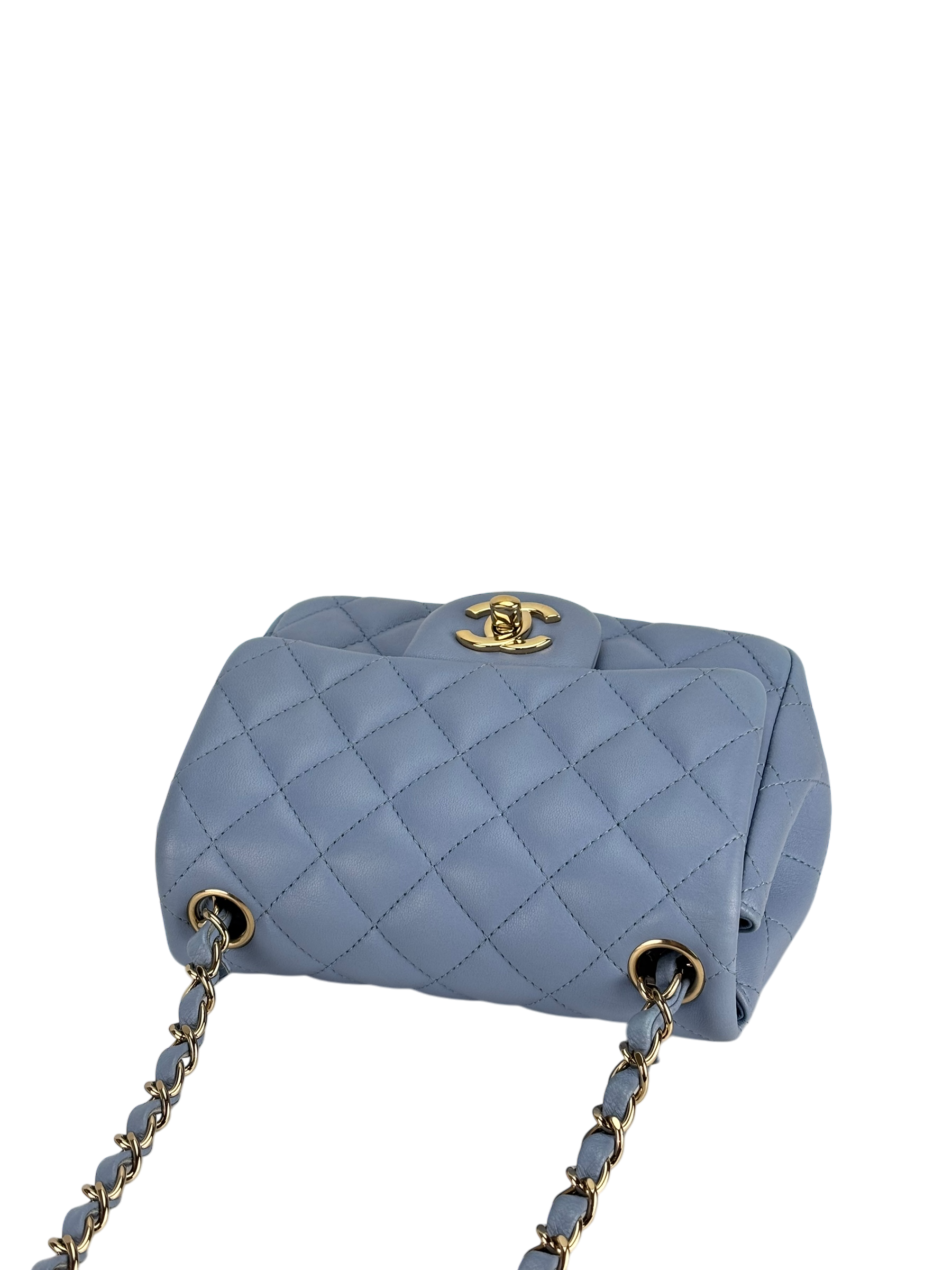CHANEL - Blue Lambskin Classique Leather Crossbody Bag
