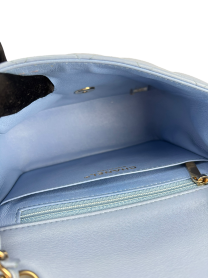 CHANEL - Blue Lambskin Classique Leather Crossbody Bag