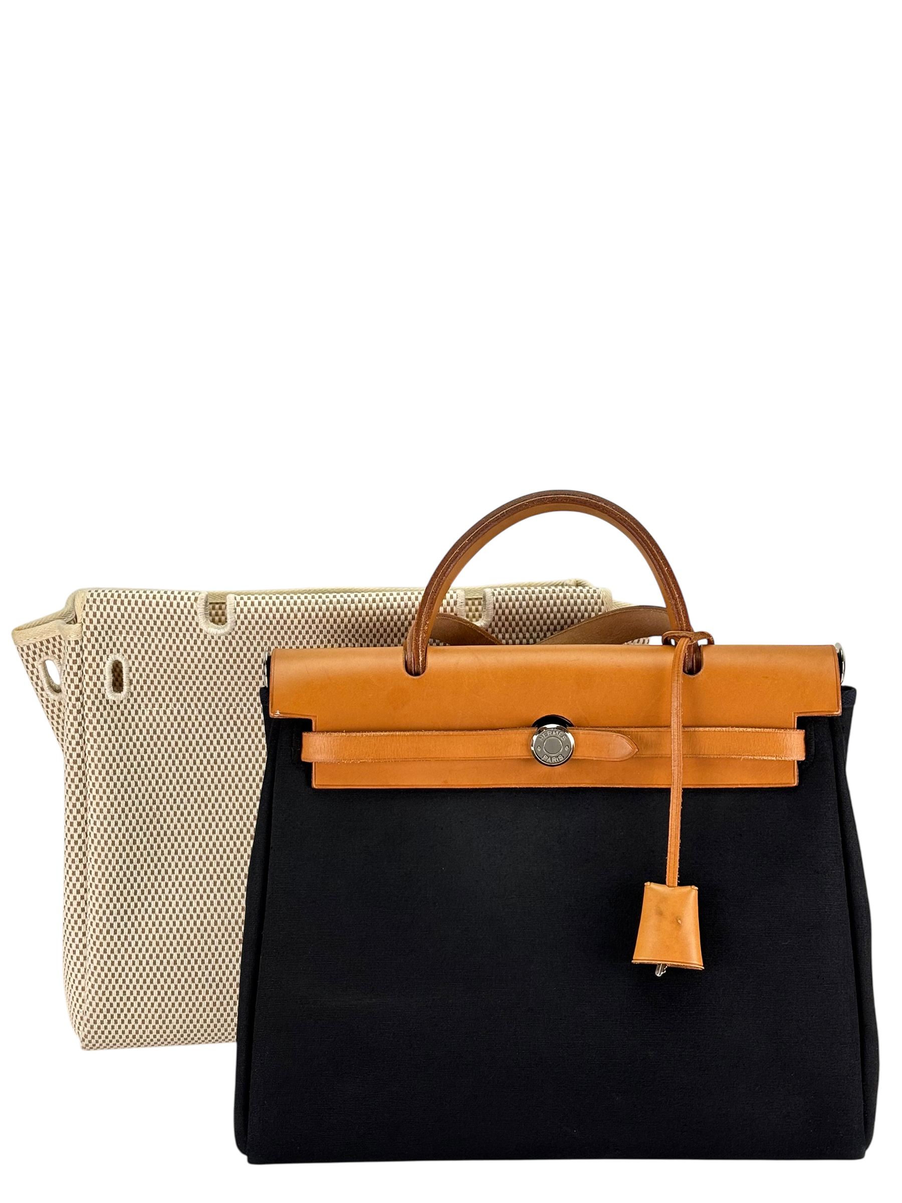 HERMES - Herbag Zip 31 (PM) Black Toile Palladium Hardware