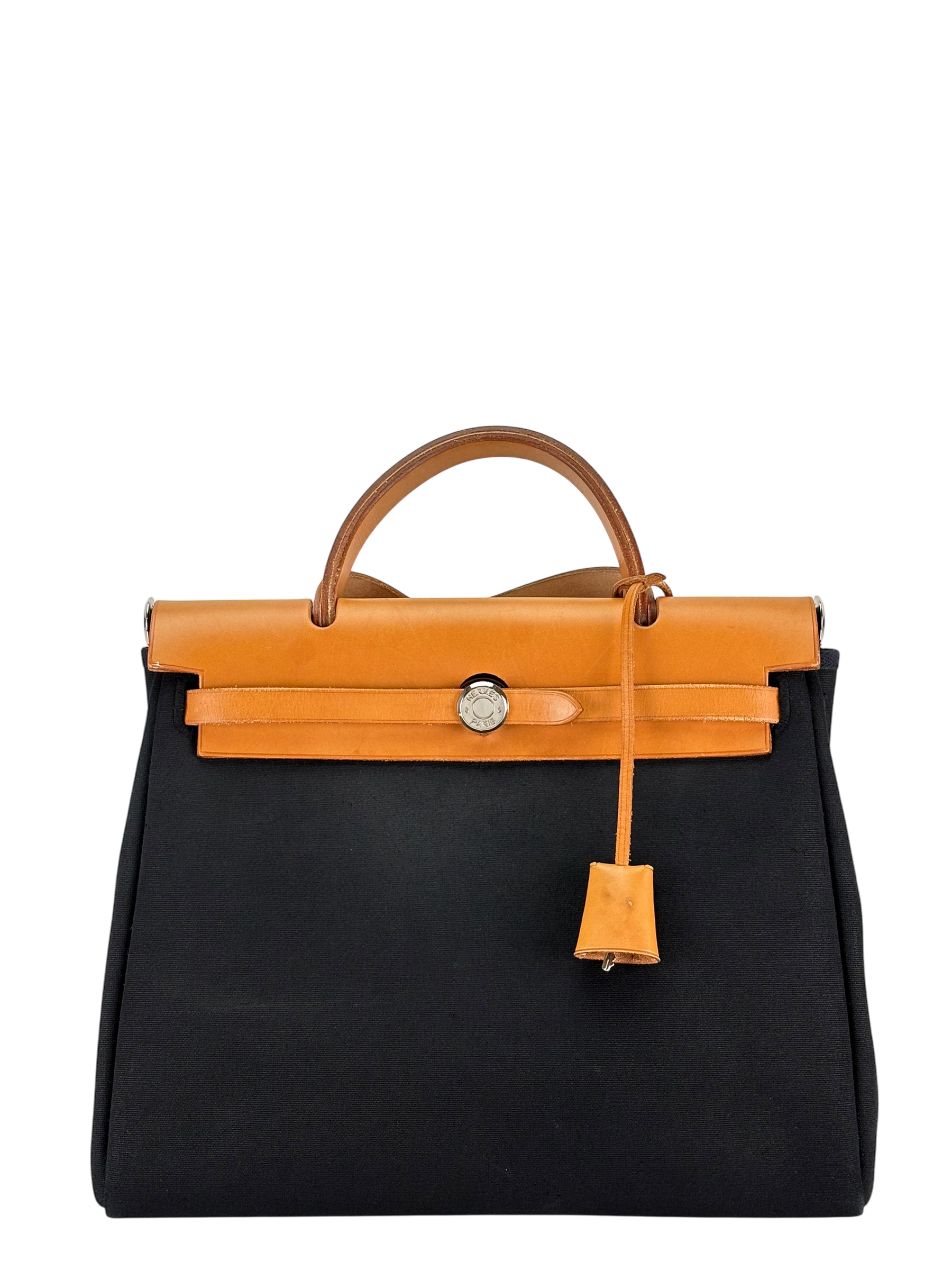 HERMES - Herbag Zip 31 (PM) Black Toile Palladium Hardware
