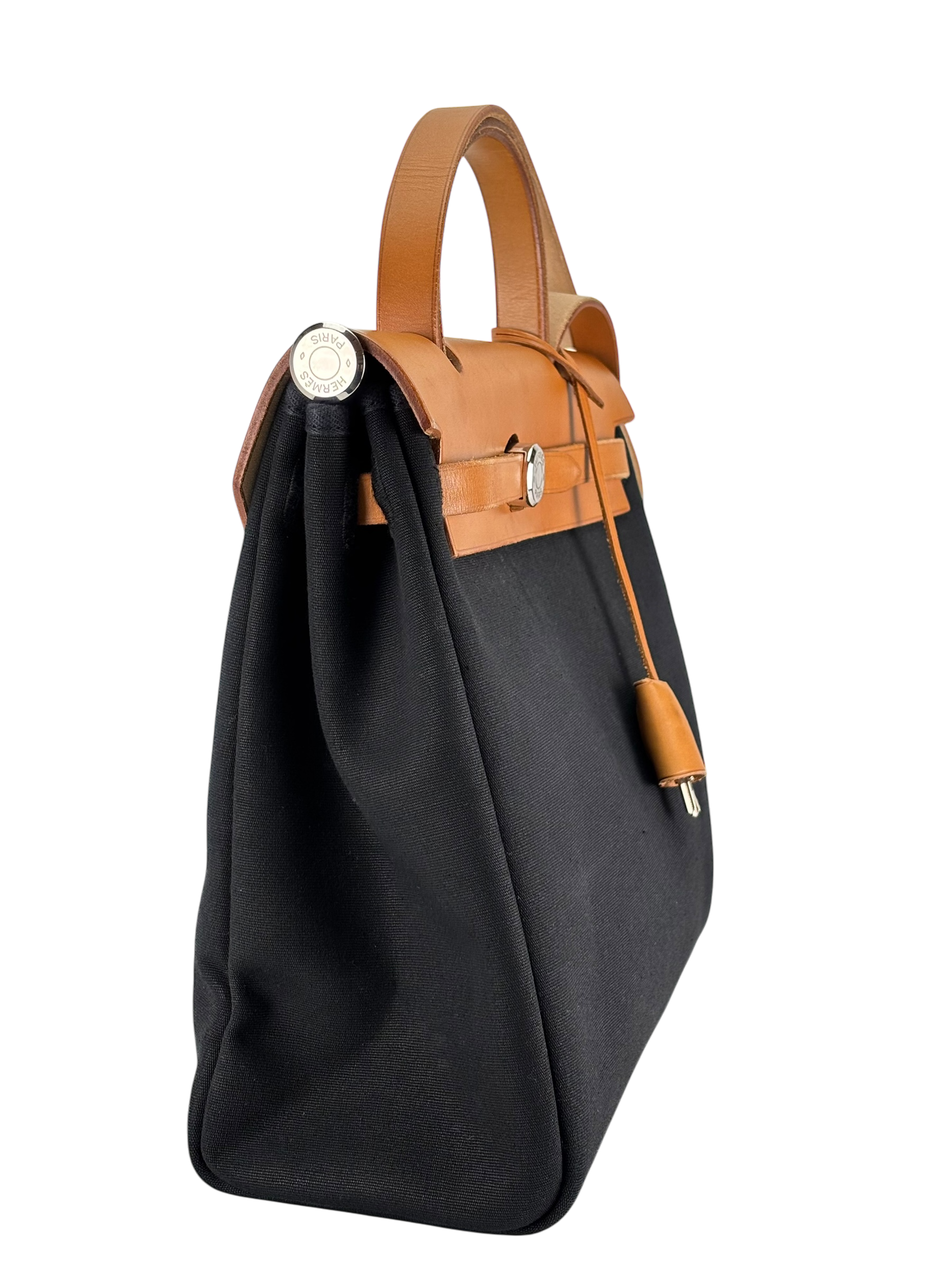 HERMES - Herbag Zip 31 (PM) Black Toile Palladium Hardware