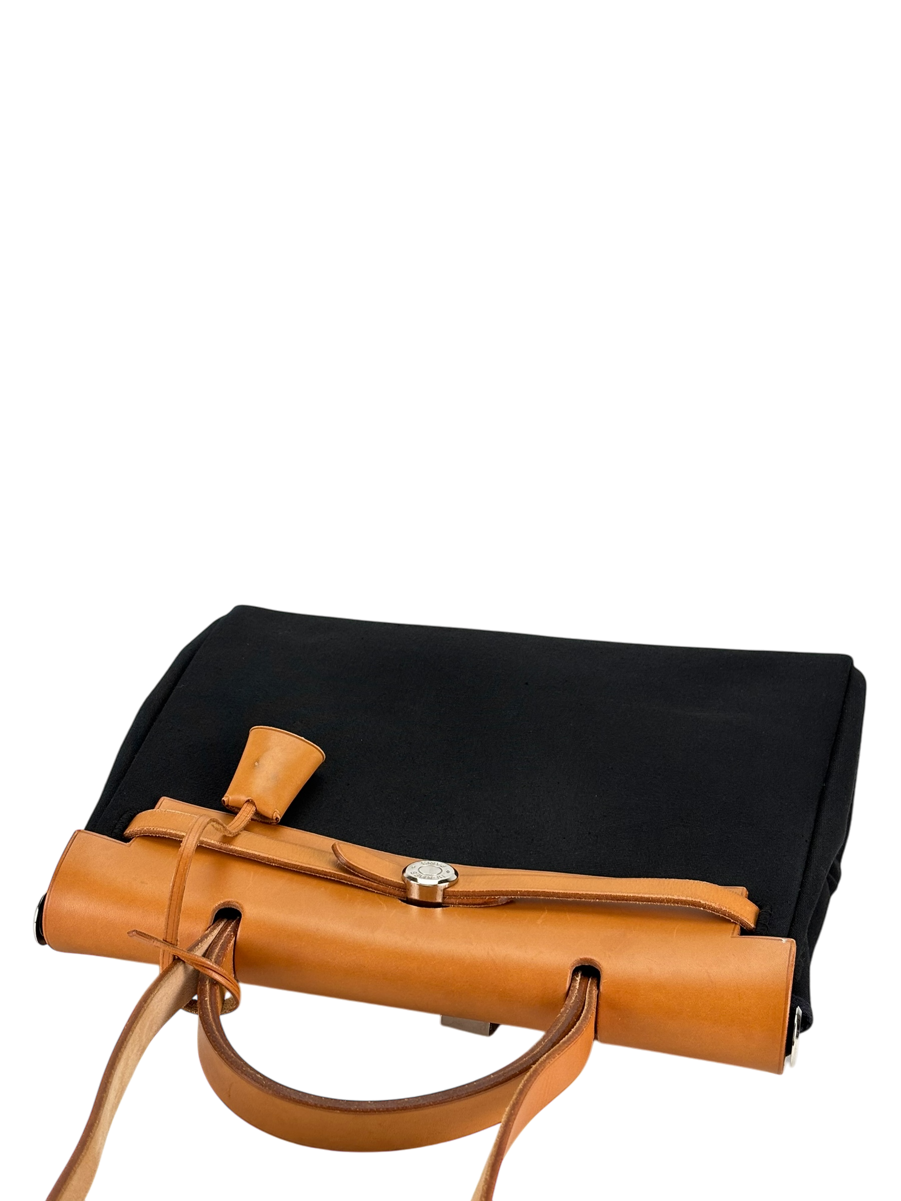 HERMES - Herbag Zip 31 (PM) Black Toile Palladium Hardware