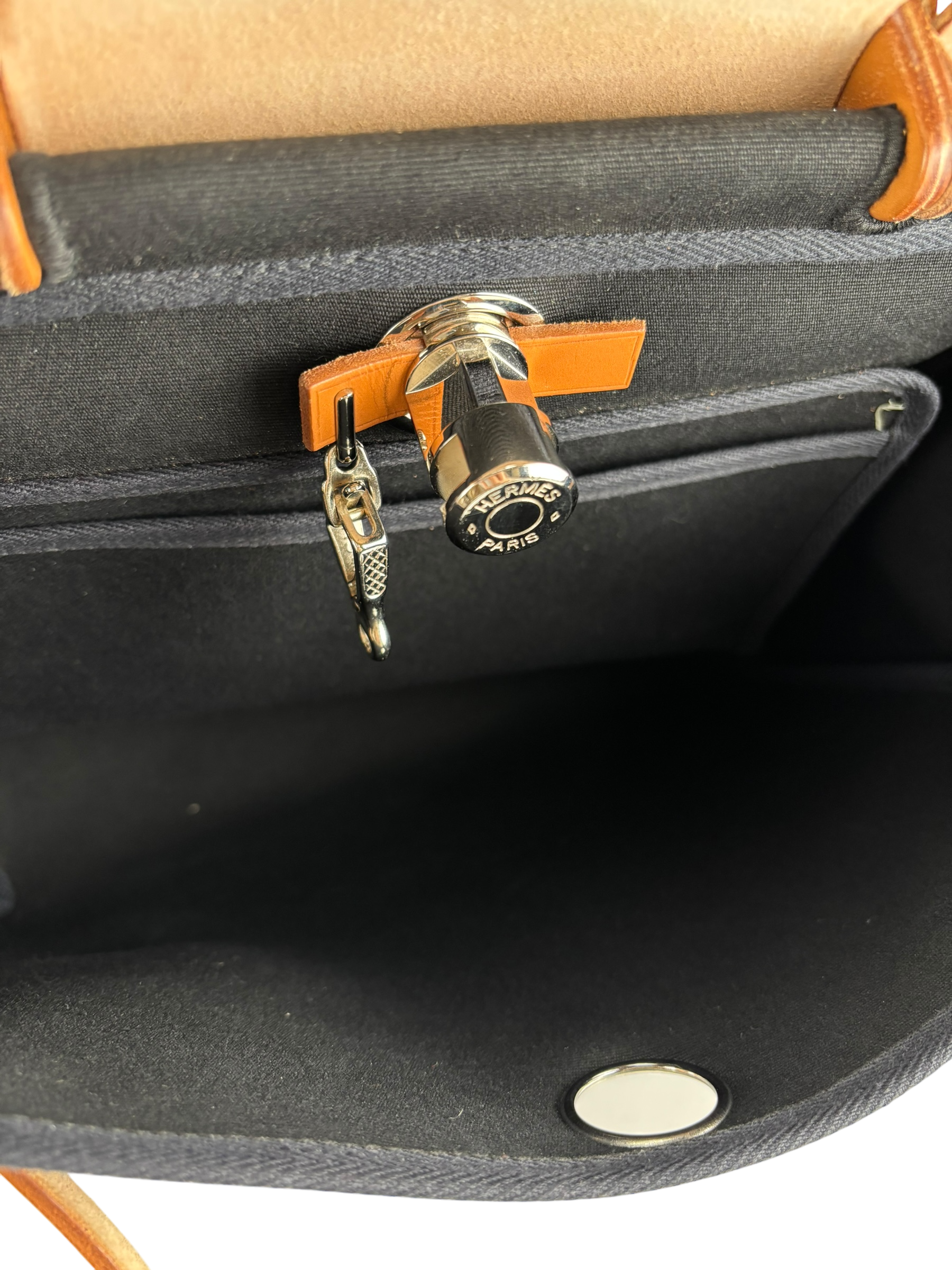 HERMES - Herbag Zip 31 (PM) Black Toile Palladium Hardware