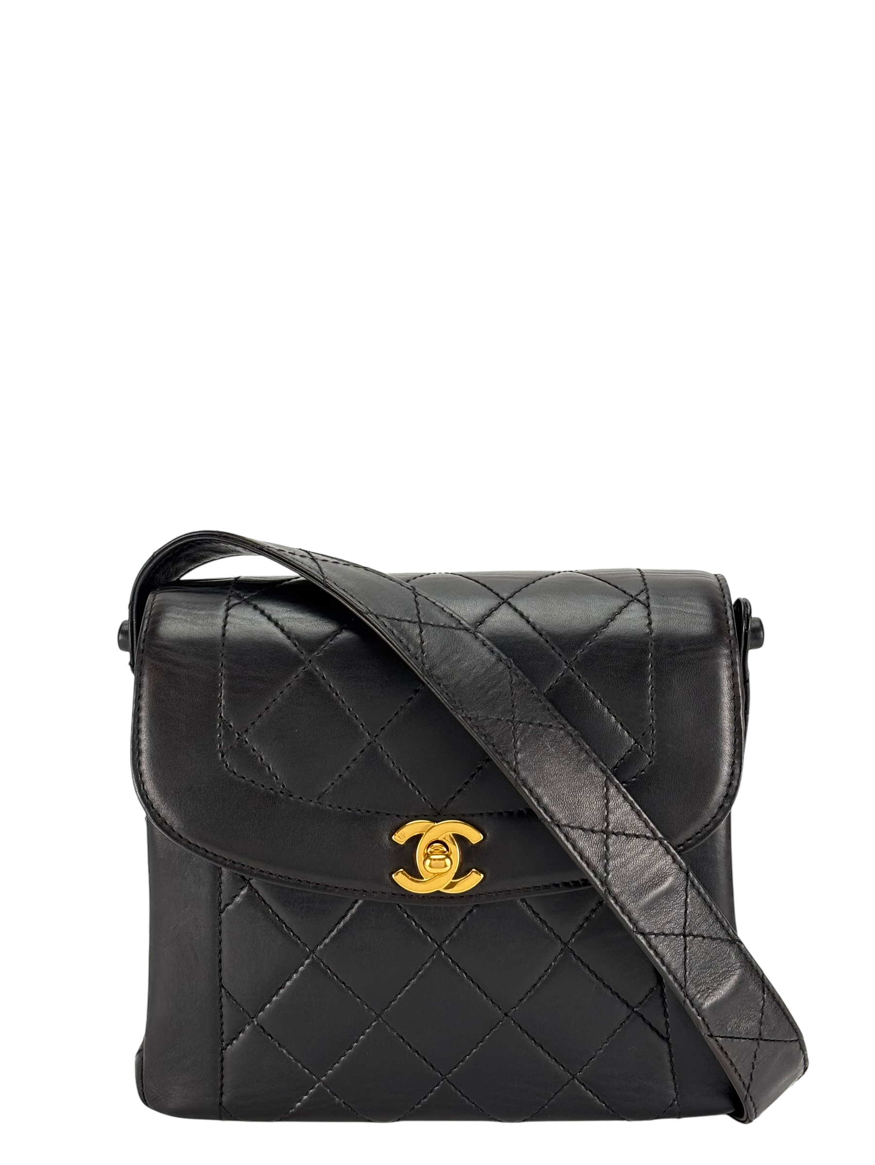 CHANEL - Black Lambskin Diana Shoulder Bag