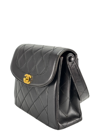 CHANEL - Black Lambskin Diana Shoulder Bag
