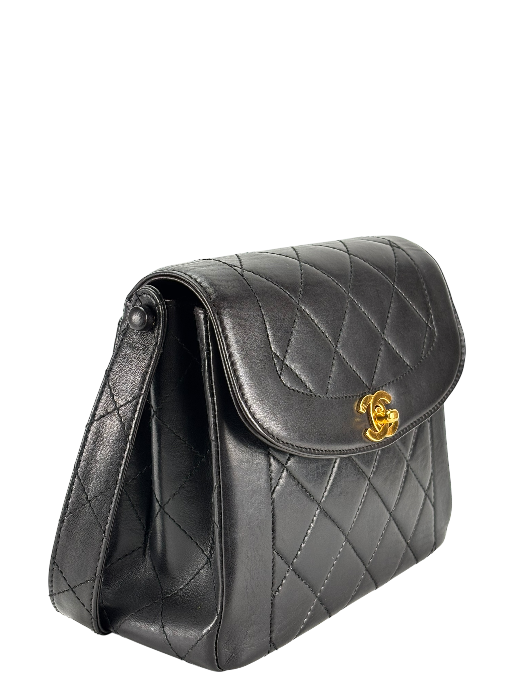 CHANEL - Black Lambskin Diana Shoulder Bag