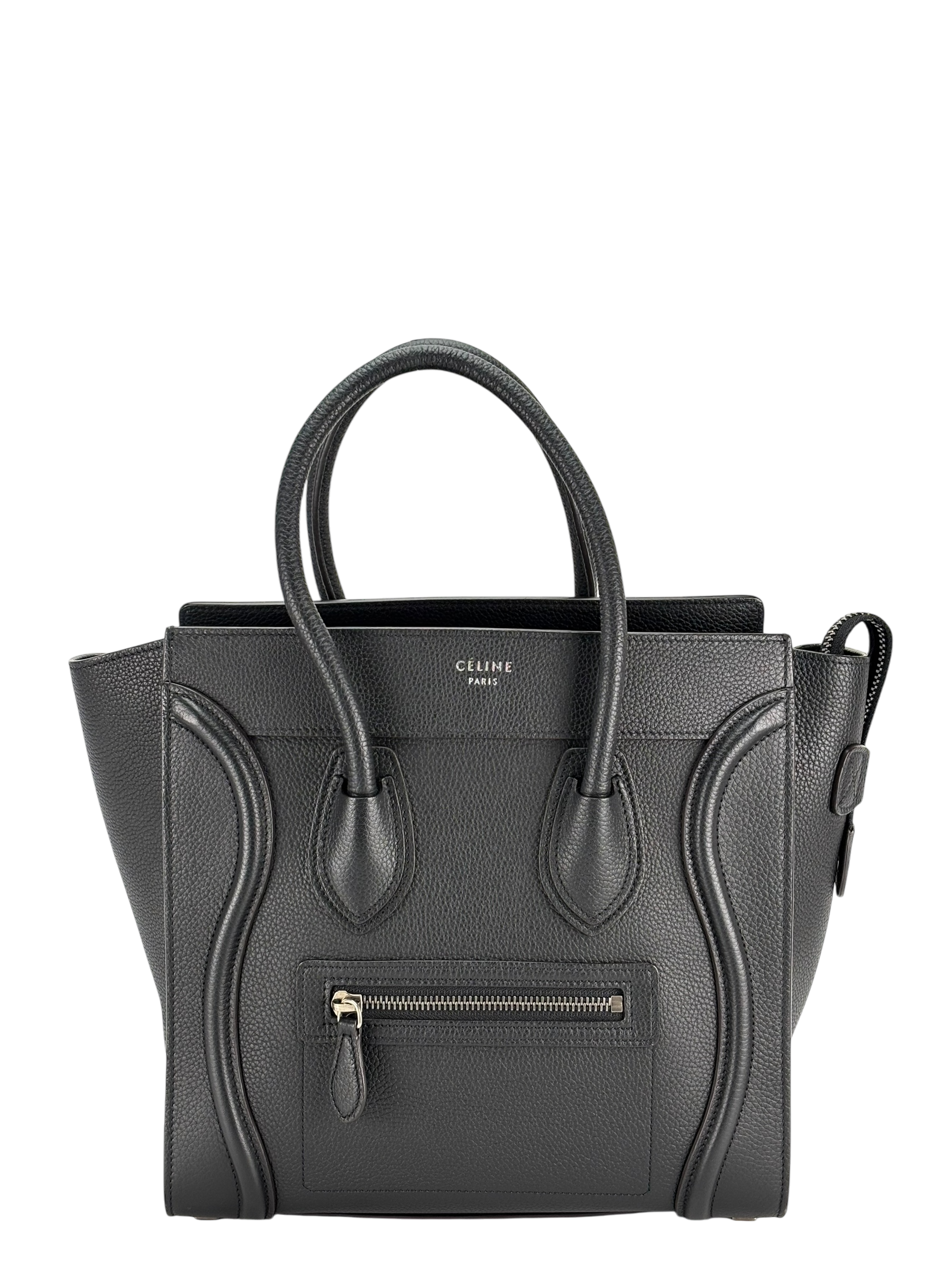 CELINE - Micro Luggage handbag in Drummed Calfskin Black 
