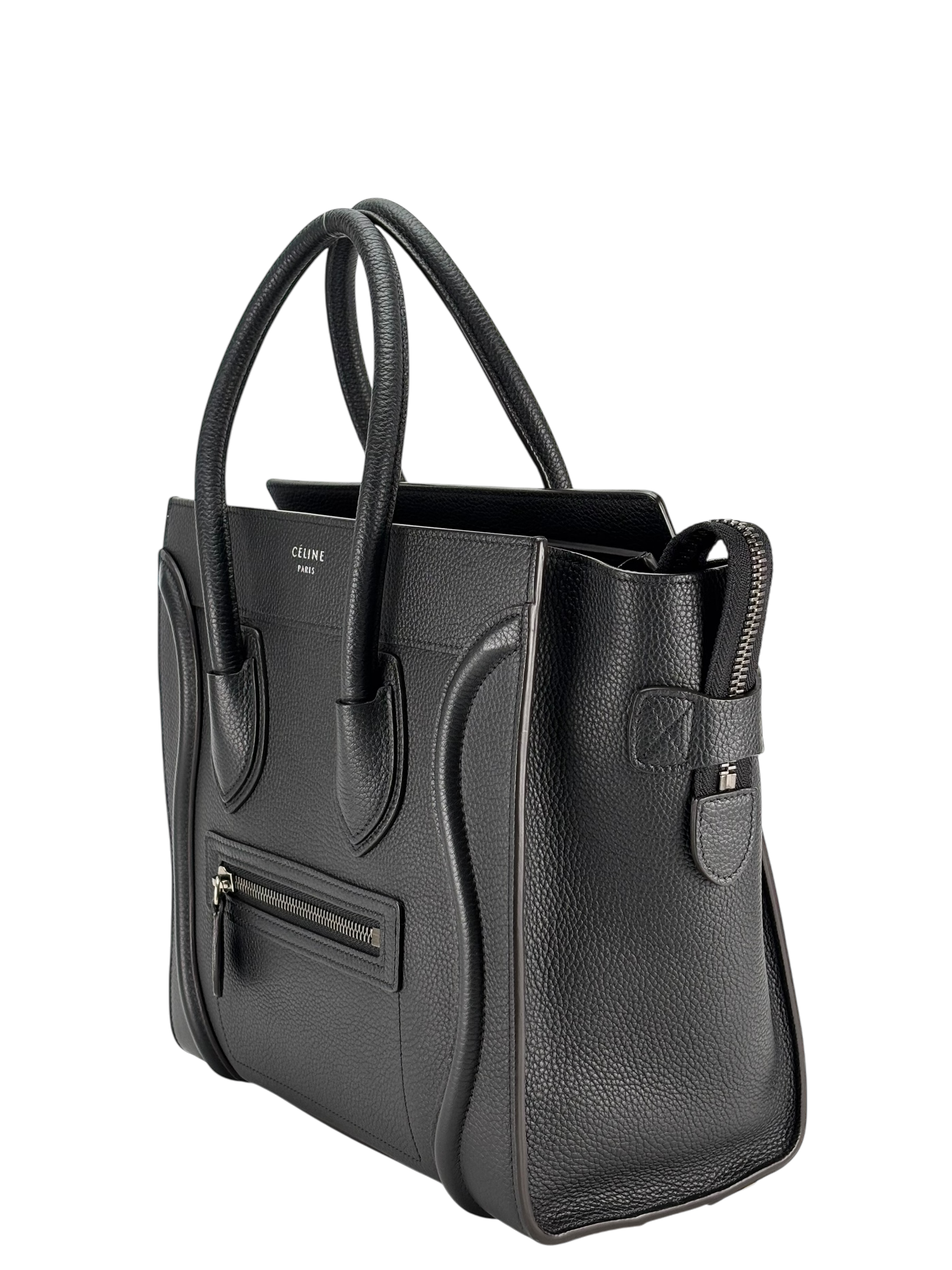 CELINE - Micro Luggage handbag in Drummed Calfskin Black 
