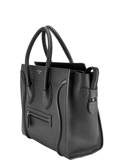 CELINE - Micro Luggage handbag in Drummed Calfskin Black 