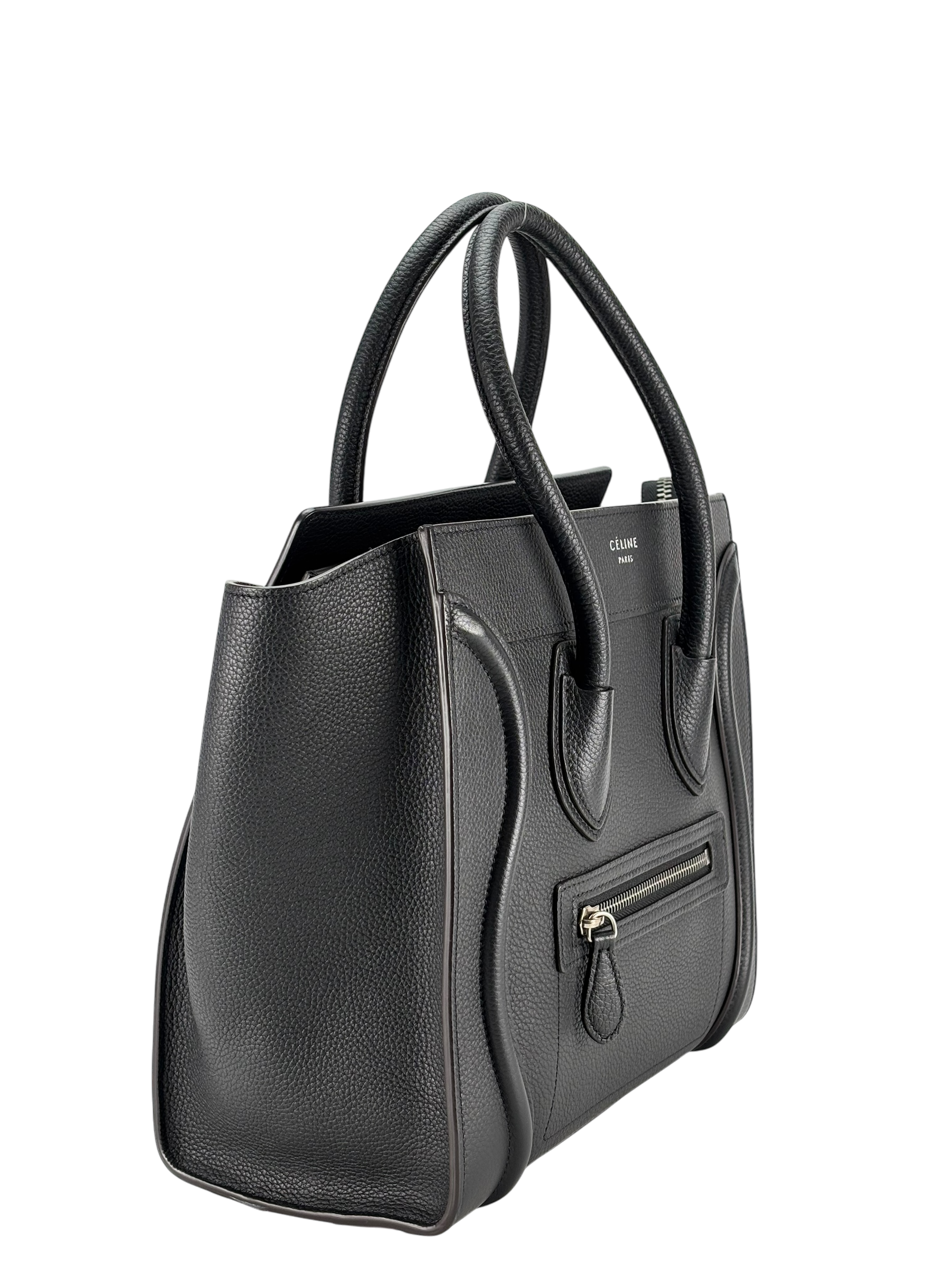 CELINE - Micro Luggage handbag in Drummed Calfskin Black 