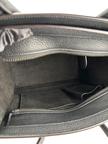 CELINE - Micro Luggage handbag in Drummed Calfskin Black 