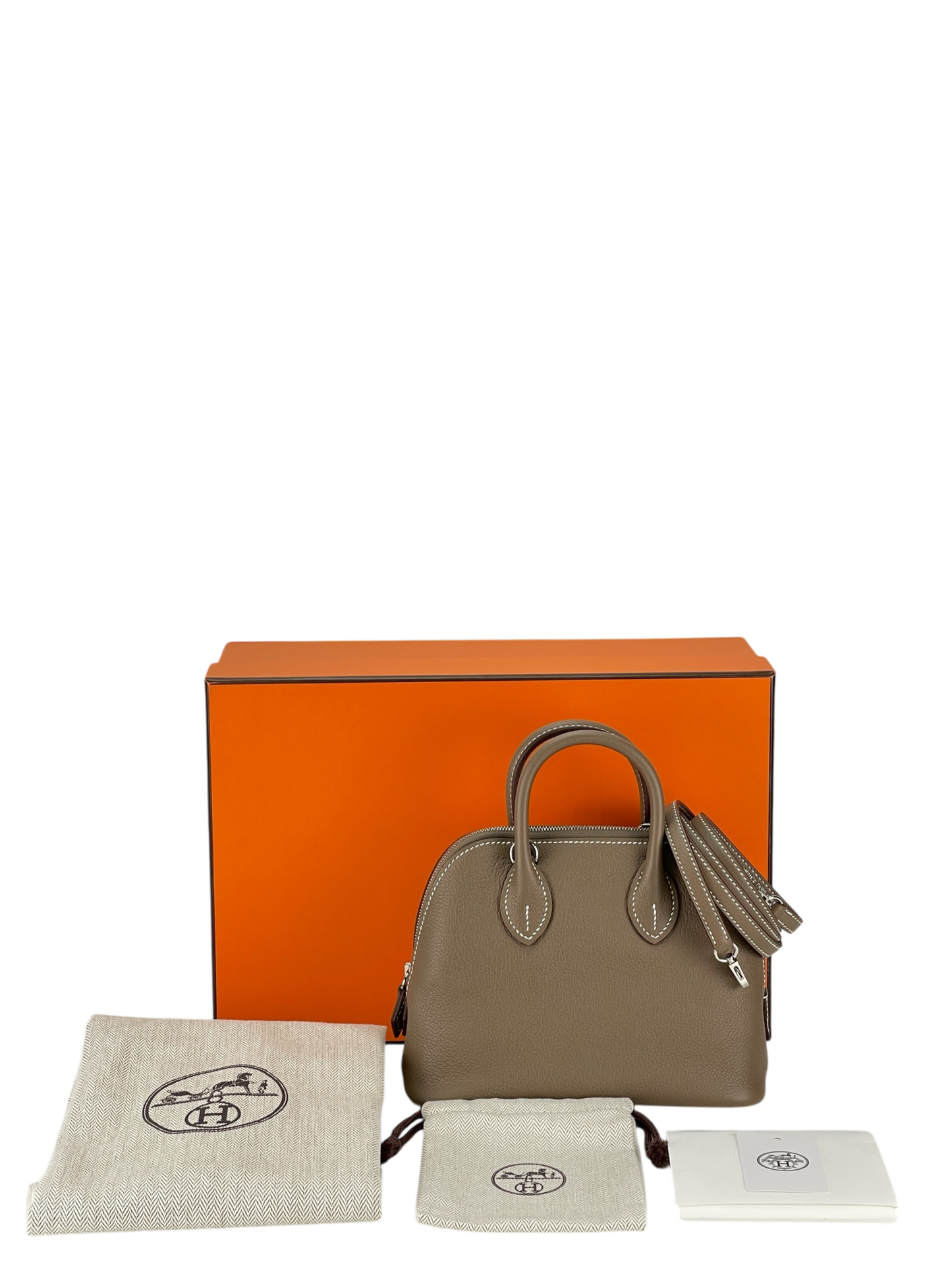 HERMES - Mini Bolide 1923 Etoupe Evercolor Palladium Hardware