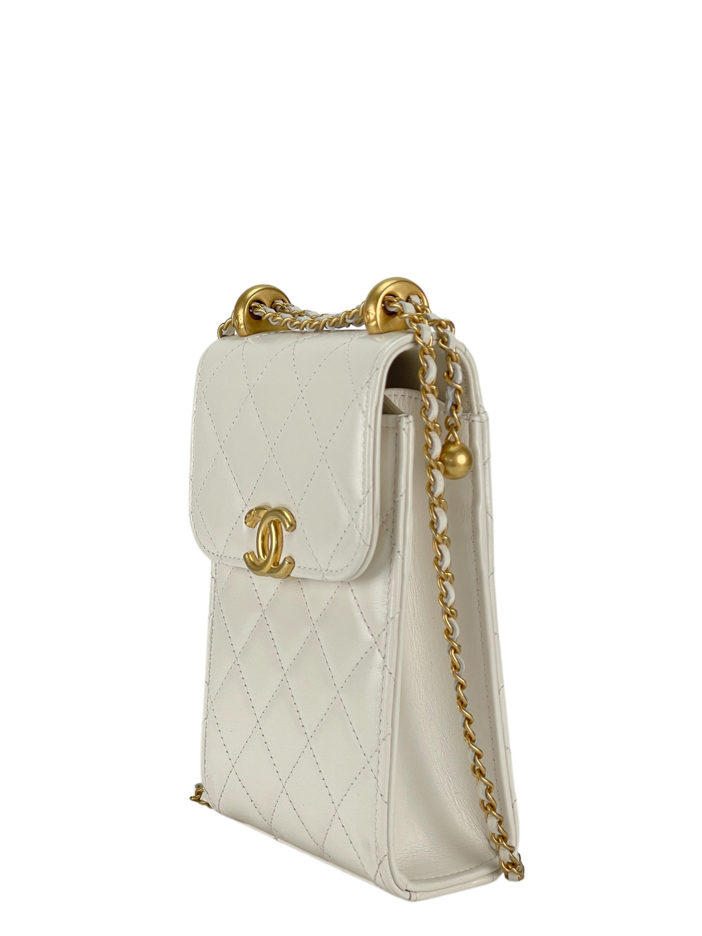 CHANEL - Matelasse Phone Case Pochette Bag Gold Hardware