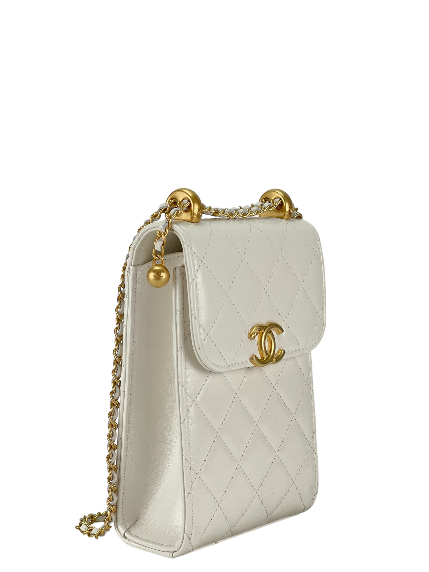 CHANEL - Matelasse Phone Case Pochette Bag Gold Hardware