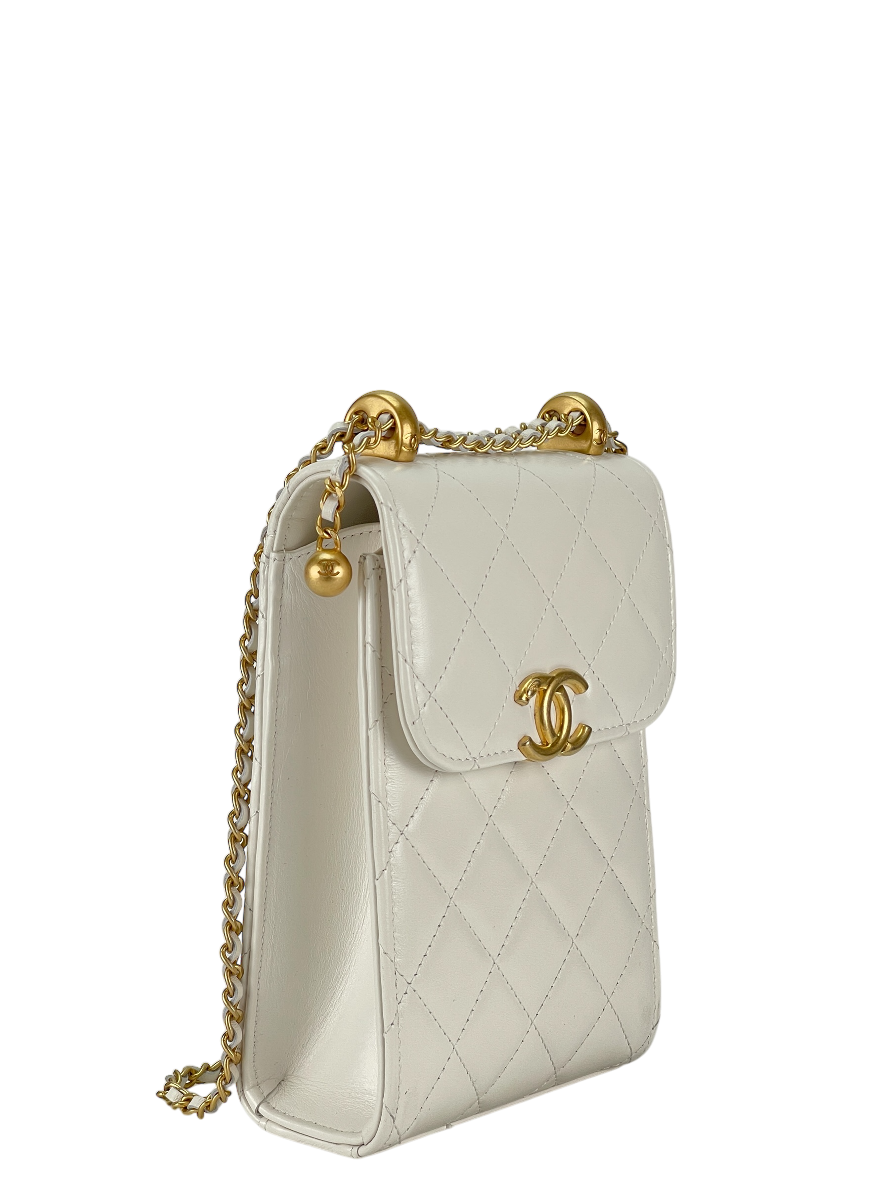 CHANEL - Matelasse Phone Case Pochette Bag Gold Hardware