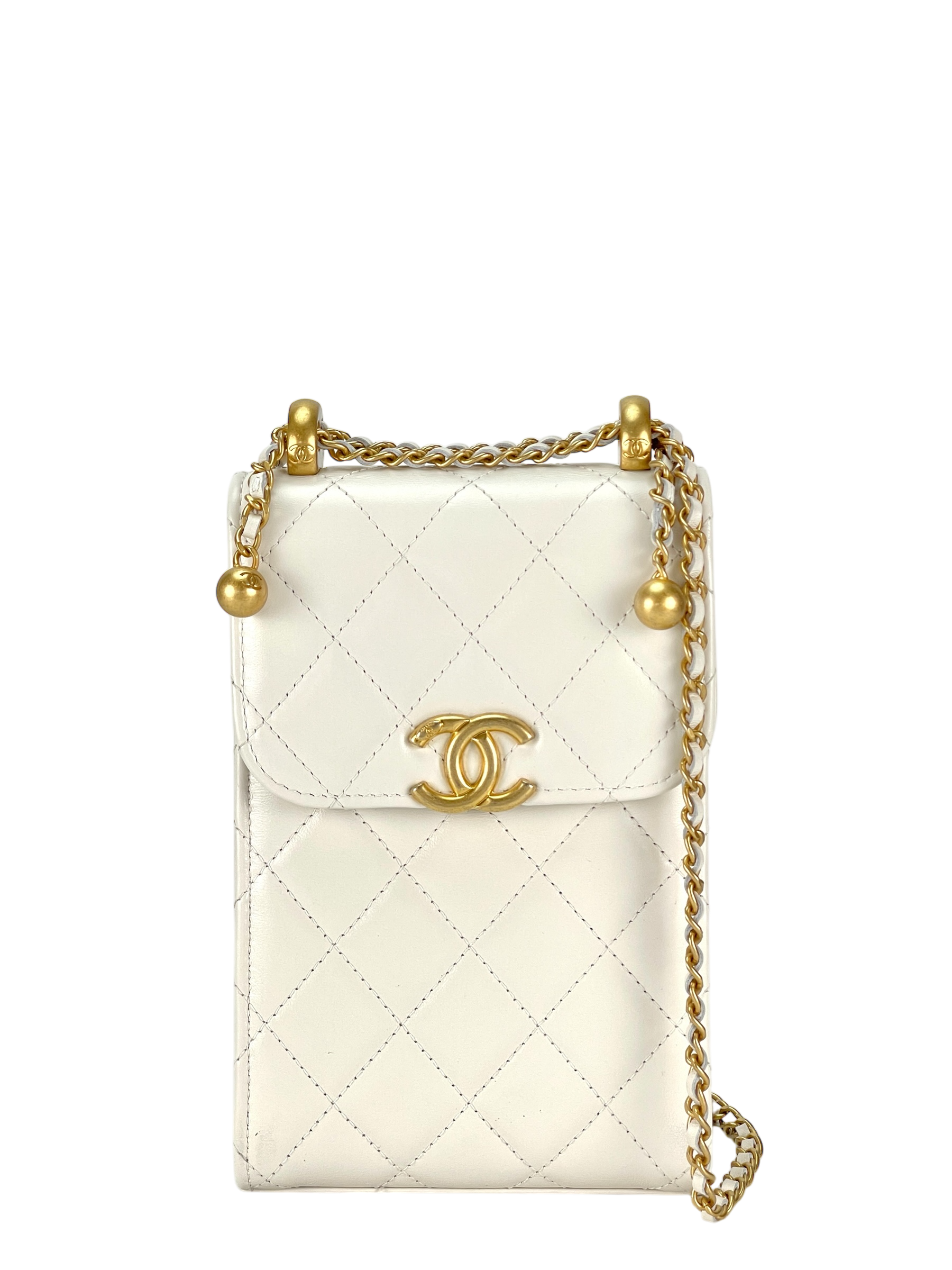 CHANEL - Matelasse Phone Case Pochette Bag Gold Hardware