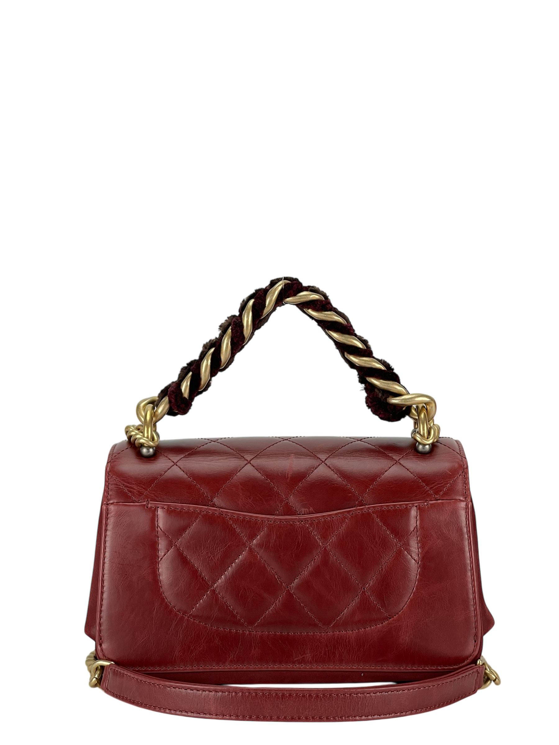 CHANEL - Red Matelasse 2way Velvet Chain Shoulder Bag