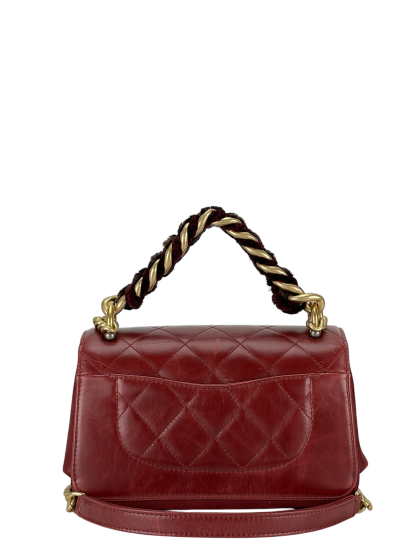 CHANEL - Red Matelasse 2way Velvet Chain Shoulder Bag