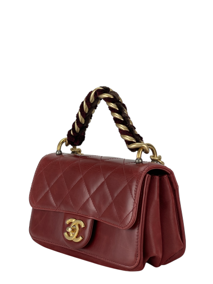 CHANEL - Red Matelasse 2way Velvet Chain Shoulder Bag