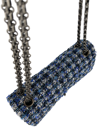 CHANEL - 2.55 Reissue 226 Flap Blue White Tweed Ruthenium Hardware