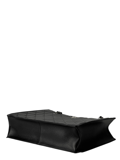 CHANEL - Black Lambskin Chain Shoulder Silver Hardware Tote Bag