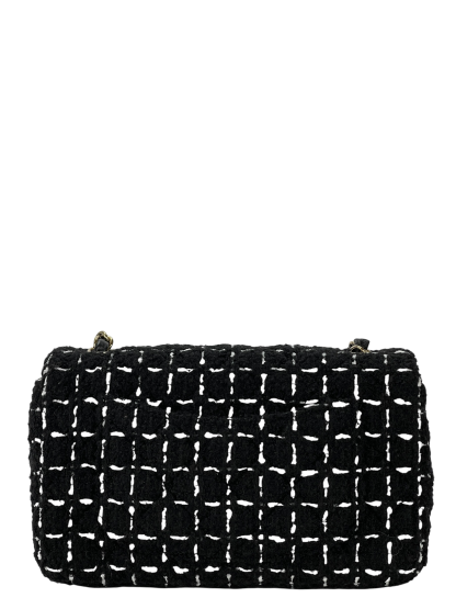 CHANEL - Mini Classic Flap Bag Gold ware Black White Tweed 